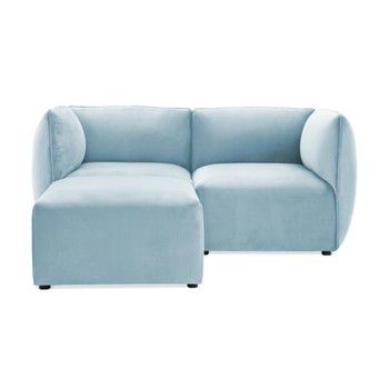Canapea modulară cu 2 locuri și suport pentru picioare Vivonita Velvet Cube, albastrul cerului