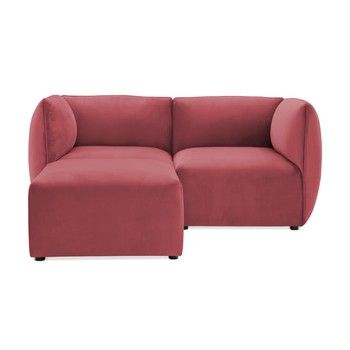 Canapea modulară cu 2 locuri și suport pentru picioare Vivonita Velvet Cube, roșu - roz fixa
