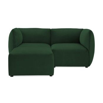 Canapea modulară cu 2 locuri și suport pentru picioare Vivonita Velvet Cube, verde smarald