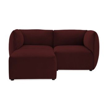 Canapea modulară cu 2 locuri și suport pentru picioare Vivonita Velvet Cube, vișiniu