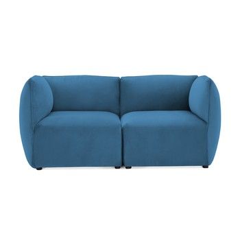 Canapea modulară cu 2 locuri Vivonita Velvet Cube, albastru