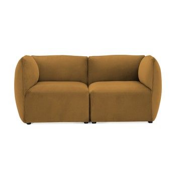Canapea modulară cu 2 locuri Vivonita Velvet Cube, galben muștar Canapea modulară cu 2 locuri Vivonita Velvet Cube, galben muștar
