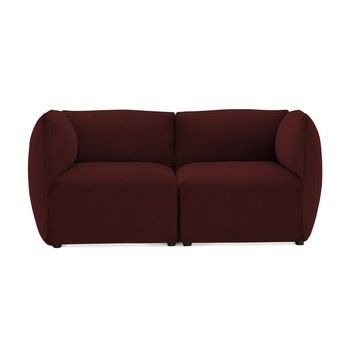 Canapea modulară cu 2 locuri Vivonita Velvet Cube, vișiniu
