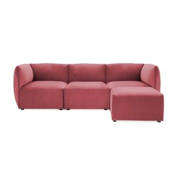 Canapea modulară cu 3 locuri și suport pentru picioare Vivonita Velvet Cube, roșu - roz fixa
