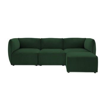 Canapea modulară cu 3 locuri și suport pentru picioare Vivonita Velvet Cube, verde smarald Canapea modulară cu 3 locuri și suport pentru picioare Vivonita Velvet Cube, verde smarald