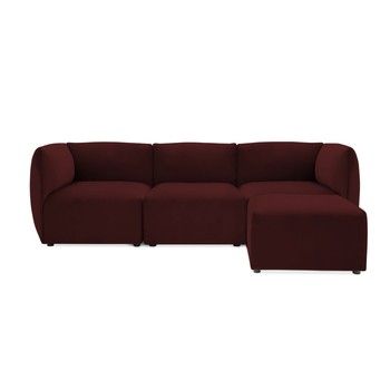 Canapea modulară cu 3 locuri și suport pentru picioare Vivonita Velvet Cube, vișiniu