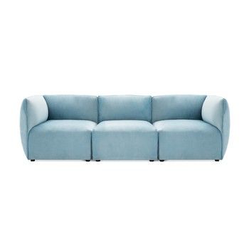 Canapea modulară cu 3 locuri Vivonita Velvet Cube, albastru deschis fixa