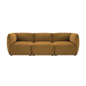 Canapea modulară cu 3 locuri Vivonita Velvet Cube, galben muștar Canapea modulară cu 3 locuri Vivonita Velvet Cube, galben muștar