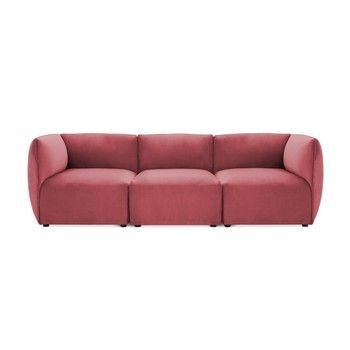 Canapea modulară cu 3 locuri Vivonita Velvet Cube, roșu - roz fixa