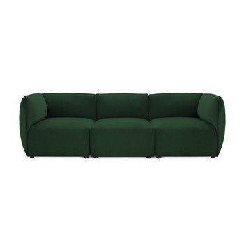Canapea modulară cu 3 locuri Vivonita Velvet Cube, verde smarald