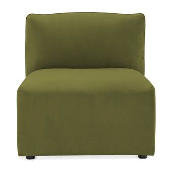 Modul de mijloc pentru canapea Vivonita Velvet Cube, verde măsliniu