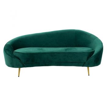 Canapea 3 locuri Amora catifea verde metal auriu 180x81x77cm