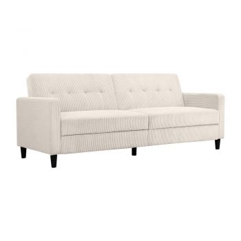 Canapea albă extensibilă cu tapițerie din catifea reiată 82 cm Hartford – Støraa