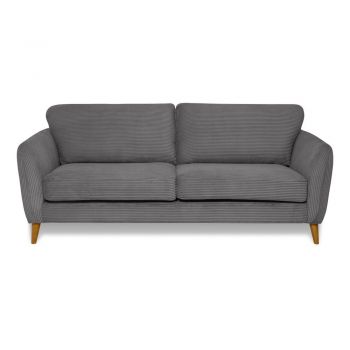 Canapea gri închis cu tapițerie din catifea reiată 206 cm Paris – Scandic