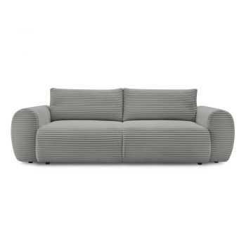 Canapea gri închis extensibilă cu tapițerie din catifea reiată 257 cm Lucien – Bobochic Paris