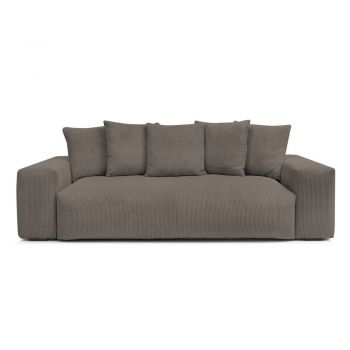 Canapea gri/maro cu tapițerie din catifea reiată 280 cm Voltaire – Bobochic Paris