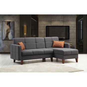 Coltar extensibil Polya cu Lada de Depozitare, 216 x 86 x 130 cm