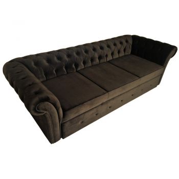 Canapea Extensibila Chesterfield, 250x100x75cm, 3 locuri, Velutto 06 Espresso, Glasspandoor ieftina
