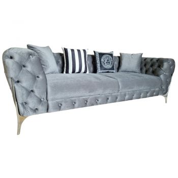 Canapea Extensibila Madrid Electric, 240x95x75cm, 3 locuri, Baby Face V-27 Grey, Glasspandoor ieftina