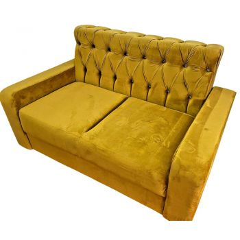 Canapea Fixa Little Chester, 2 locuri, 155x83x85cm, Velutto 08 Mustard, Glasspandoor
