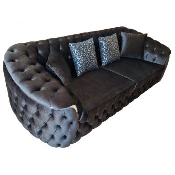Canapea Fixa Okyanus, 210x100x75cm, 2 locuri, Luna V-20 Black, Glasspandoor la reducere