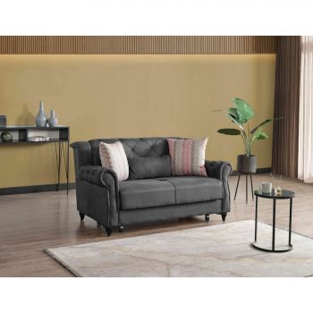 Canapea Lucas 2L, 165x95x84 cm, Stofa Terkos 15 Gri