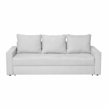 Canapea NICO II 3L extensibila, 3 locuri, cu arcuri si lada depozitare, gri deschis, 220x85x75 cm