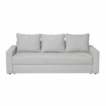 Canapea NICO II 3L extensibila, 3 locuri, cu arcuri si lada depozitare, gri deschis, 220x85x75 cm