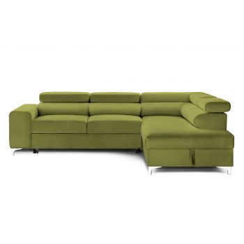 Colțar Extensibil TIME NEW, cu lada depozitare, tetiere reglabile, 285x220x95 cm