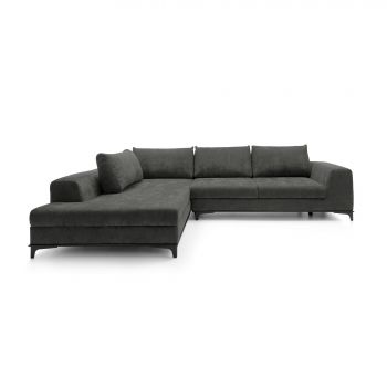 Coltar Extensibil Bologna, 314x211x72/85 cm, Stofa Nano 13, Gri Inchis