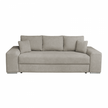 Canapea AMALIA II extensibila, 3 locuri, cu arcuri si lada depozitare, bej, 252x105x78 cm