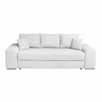 Canapea AMALIA II extensibila, 3 locuri, cu arcuri si lada depozitare, gri deschis, 252x105x78 cm