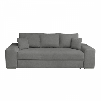 Canapea AMALIA II extensibila, 3 locuri, cu arcuri si lada depozitare, gri inchis, 252x105x78 cm