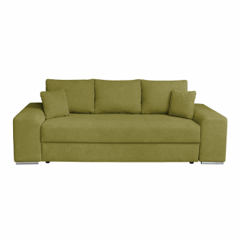 Canapea AMALIA II extensibila, 3 locuri, cu arcuri si lada depozitare, verde deschis, 252x105x78 cm