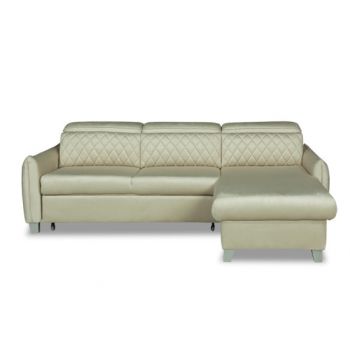 Coltar Extensibil Cu Insula Dreapta Tiago, 5 Locuri, Tetiere Reglabile, Crem, 243 Cm