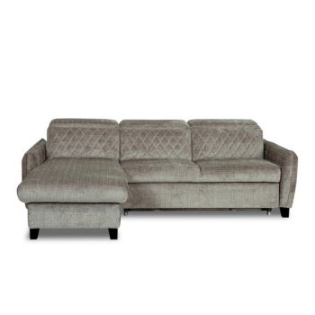 Coltar Extensibil Cu Insula Stanga Cu Lada Tiago, 5 Locuri, Tetiere Reglabile, Gri, Cremona 24,