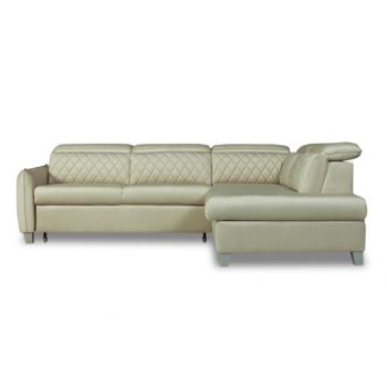 Coltar Extensibil Cu Otoman Dreapta Tiago, 5 Locuri, Tetiere Reglabile, Crem, 255 Cm