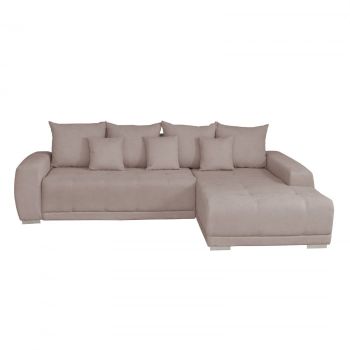 Coltar MARIBO II extensibil, cu arcuri si lada depozitare, colt dreapta, bej, 282x205x92 cm