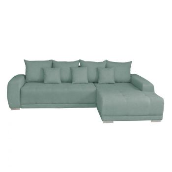 Coltar MARIBO II extensibil, cu arcuri si lada depozitare, colt dreapta, mint, 282x205x92 cm