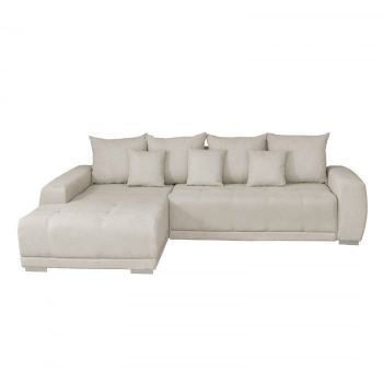 Coltar MARIBO II extensibil, cu arcuri si lada depozitare, colt stanga, crem, 282x205x92 cm