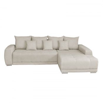 Coltar MARIBO II extensibil, cu arcuri si lada depozitare, colt dreapta, crem, 282x205x92 cm