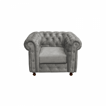 Fotoliu CHESTERFIELD cu arcuri, gri deschis, 105x90x80 cm