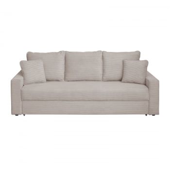 Canapea NICO II LUX extensibila, 3 locuri, cu arcuri si lada depozitare, bej inchis, 220x85x75 cm
