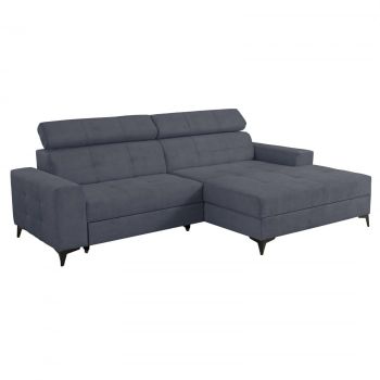 Coltar FLORIDA ONE extensibil, cu arcuri si lada depozitare, colt dreapta, albastru petrol, 275x175x92 cm