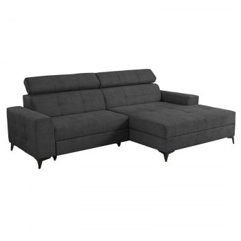 Coltar FLORIDA ONE extensibil, cu arcuri si lada depozitare, colt dreapta, gri antracit, 275x175x92 cm
