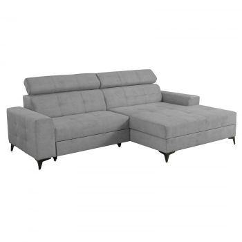 Coltar FLORIDA ONE extensibil, cu arcuri si lada depozitare, colt dreapta, gri, 275x175x92 cm