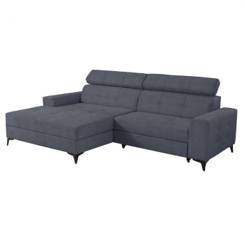 Coltar FLORIDA ONE extensibil, cu arcuri si lada depozitare, colt stanga, albastru petrol, 275x175x92 cm
