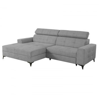 Coltar FLORIDA ONE extensibil, cu arcuri si lada depozitare, colt stanga, gri, 275x175x92 cm