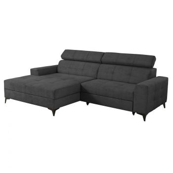 Coltar FLORIDA ONE extensibil, cu arcuri si lada depozitare, colt stanga, gri antracit, 280x175x95 cm
