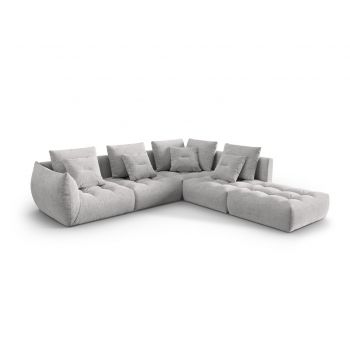 Coltar modular dreapta 4 locuri, Bloom-86, Micadoni Home, 316x310x95 cm, tesatura structurata, argintiu